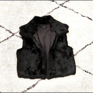 Theory Ethel B Black Rabbit Fur Vest Size M!